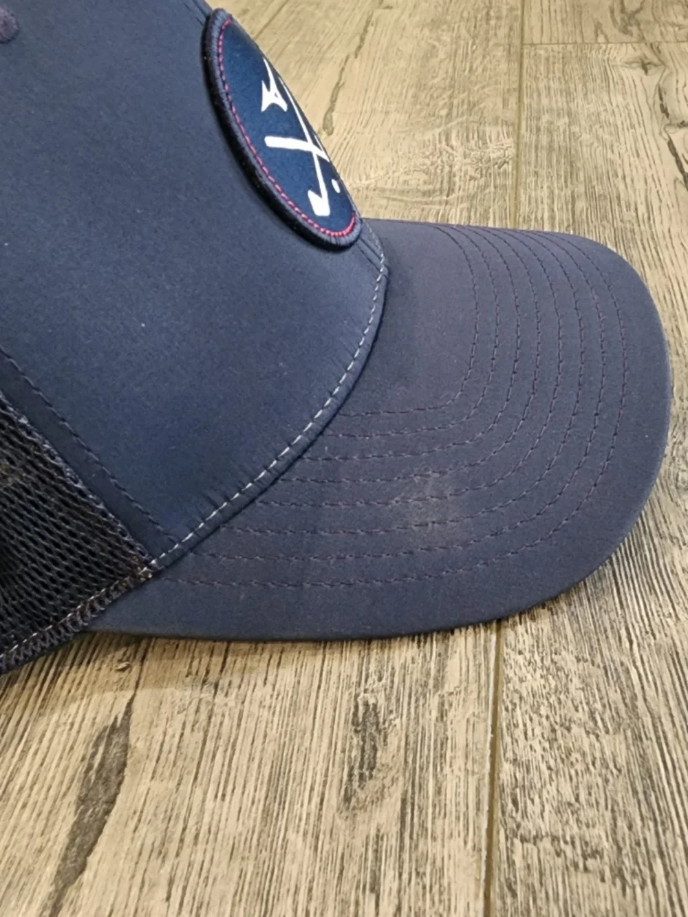 Mizuno Cross Clubs Hat FlexFit Tech 110 Cap Snapback Blue Poly Spandex Mash Golf